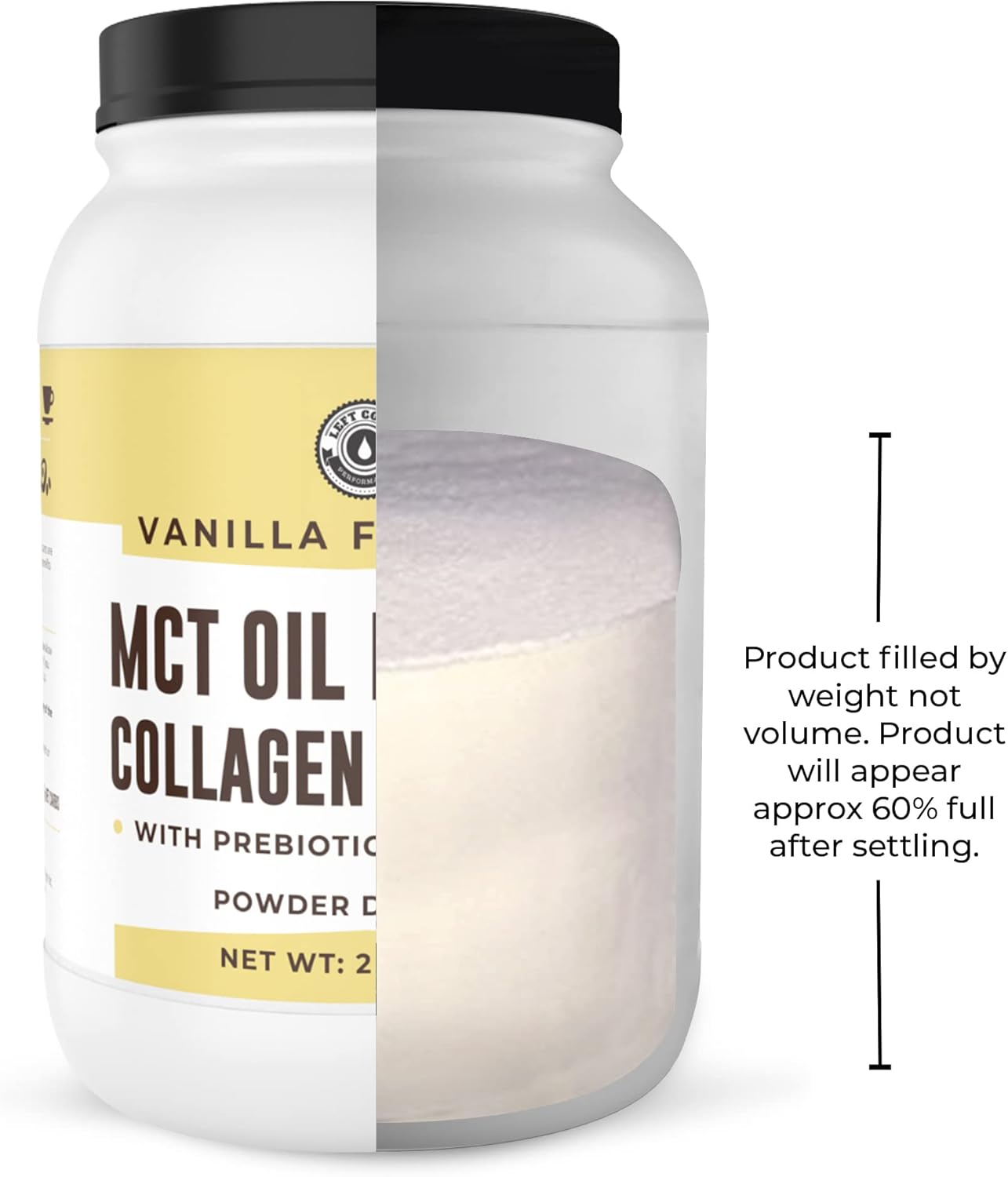 Vanilla Keto MCT Powder with Collagen and Prebiotic Fiber - Grass Fed, 0 Net Carb, Stevia Sweetened