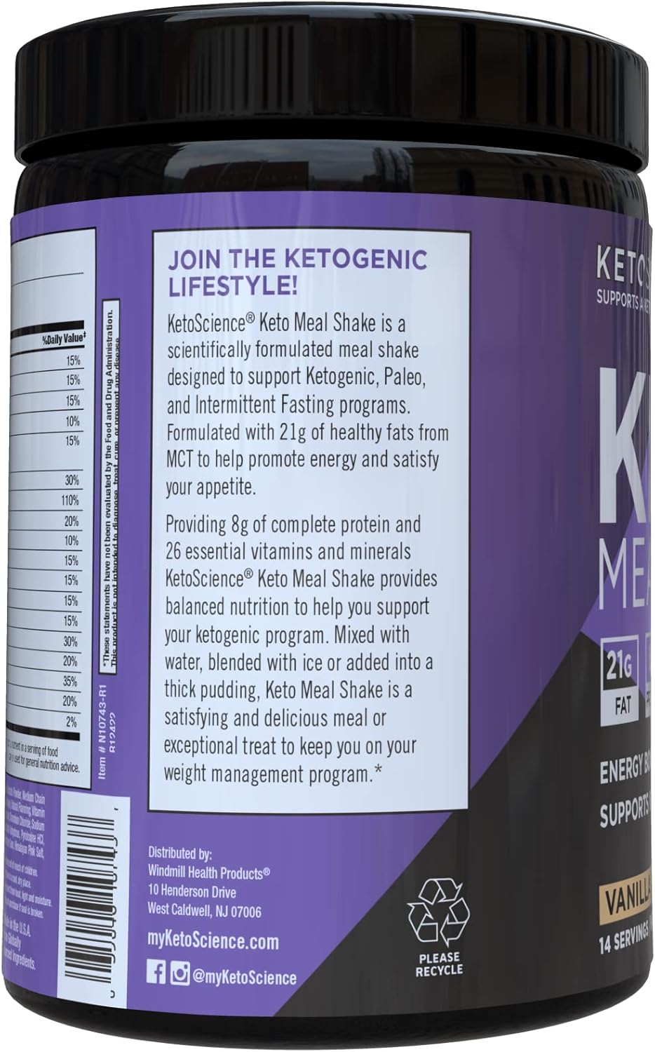 Vanilla Keto Meal Shake with MCTs, Protein, Collagen, Vitamins, Minerals - Keto & Paleo Friendly Dietary Supplement for Weight Loss - 14 Servings, 20.49 Oz