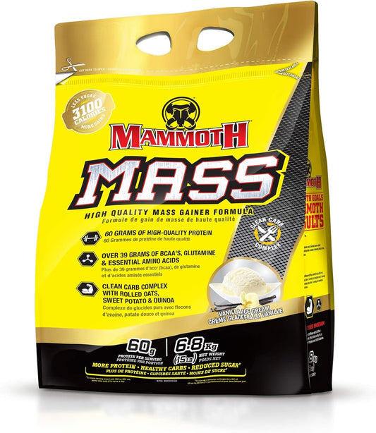 Vanilla Mammoth Mass Protein Powder 15lb - High-Quality Weight Gainer for Muscle Growth and Recovery