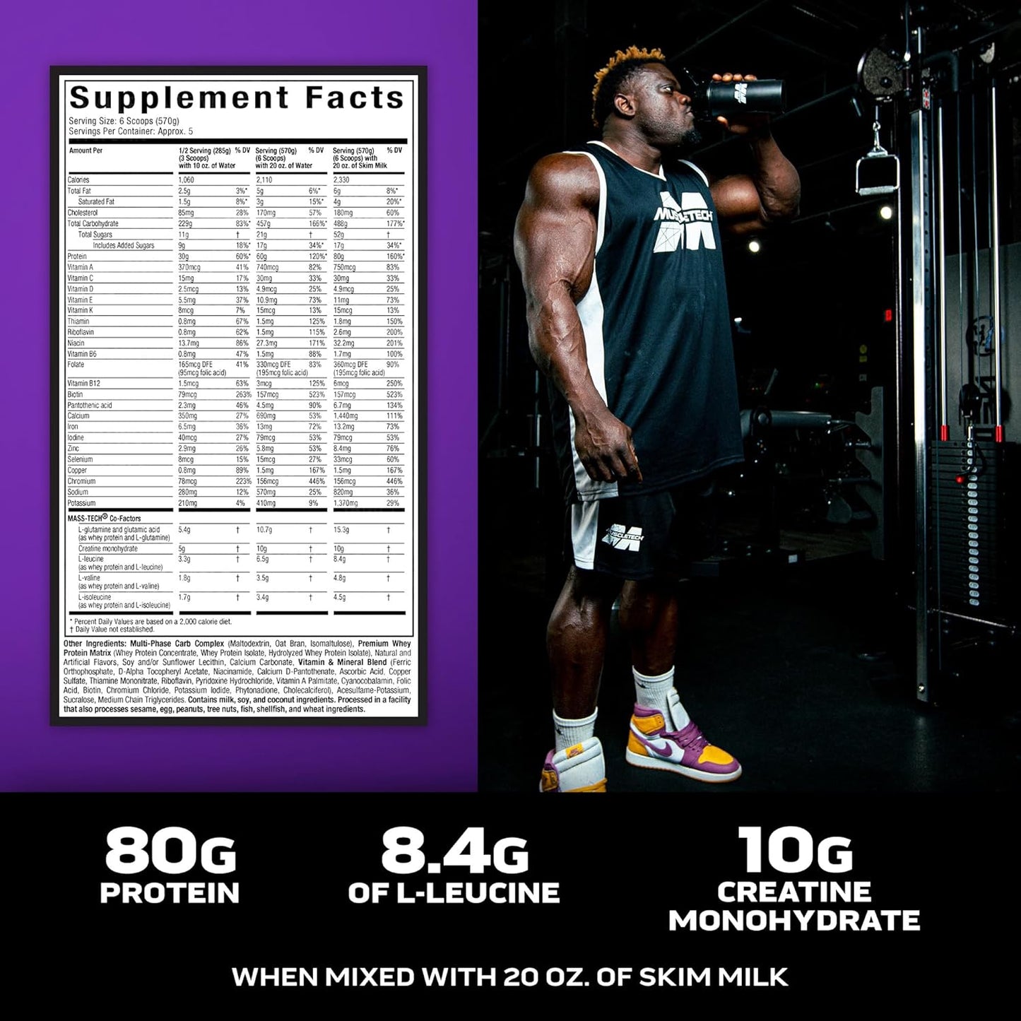 Vanilla Milkshake Muscletech Mass Tech Extreme 2000 High-Protein Mass Gainer - 6LB Powder Supplement for Muscle Growth & Recovery