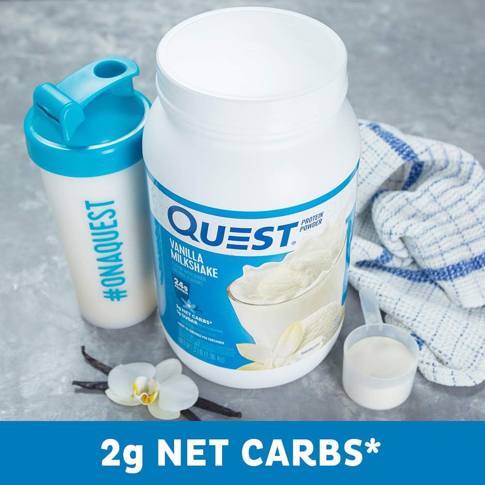 Vanilla Milkshake Protein Powder - 24g Protein, 1g Sugar, Low Carb, Gluten Free - 3lb, 43 Servings