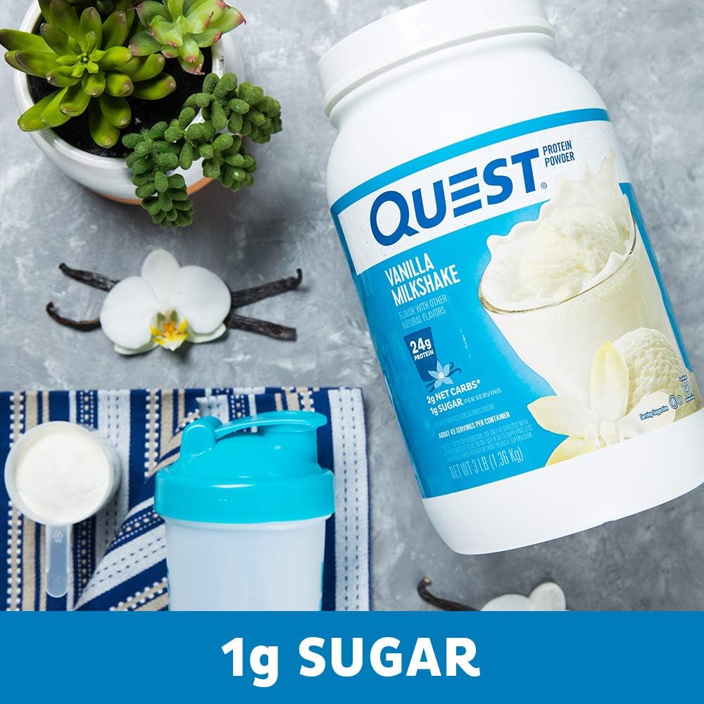 Vanilla Milkshake Protein Powder - 24g Protein, 1g Sugar, Low Carb, Gluten Free - 3lb, 43 Servings