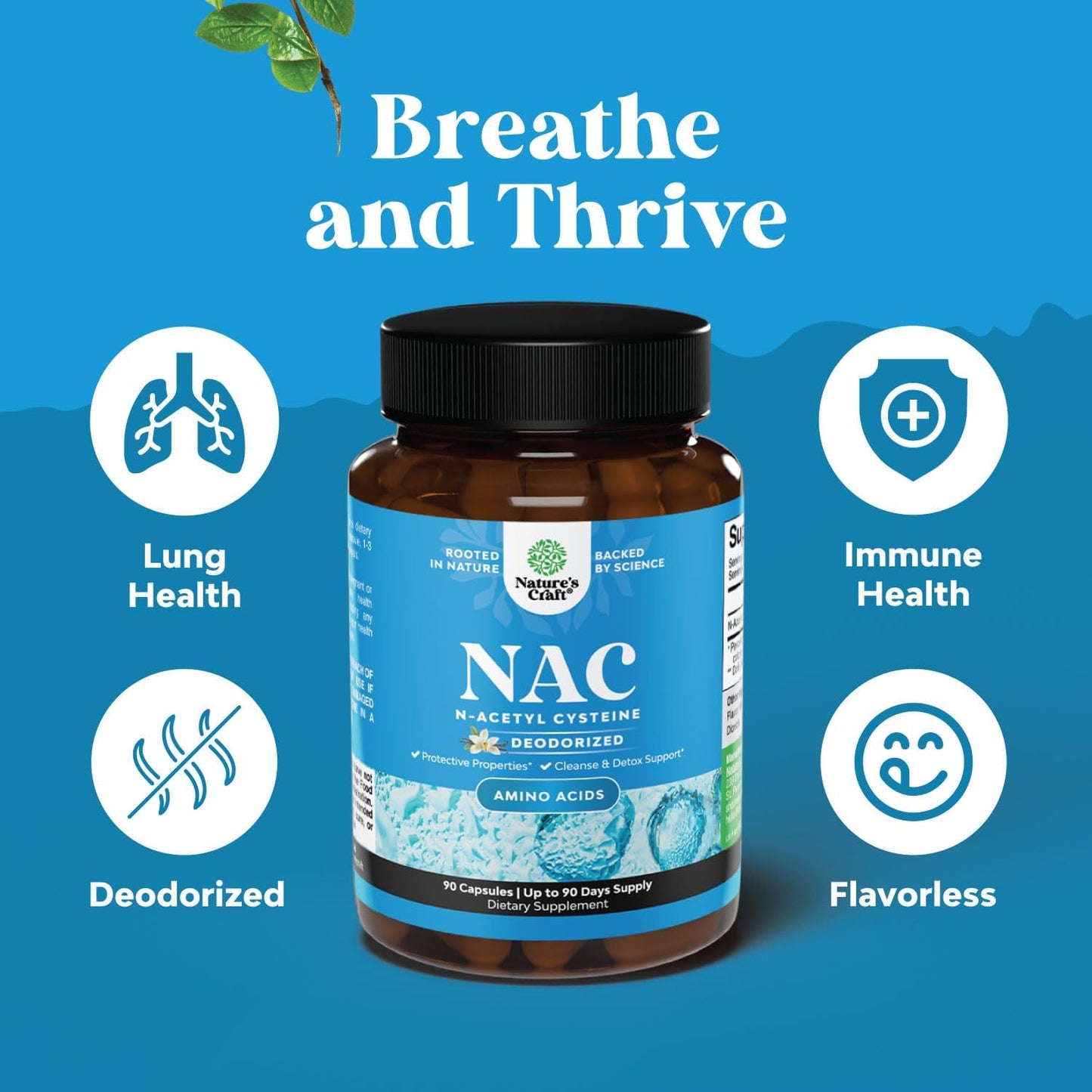 Vanilla N-Acetyl Cysteine Liver Detox Supplement - High Absorption Amino Acids for Liver and Kidney Cleanse - Natures Craft NAC 600mg Support