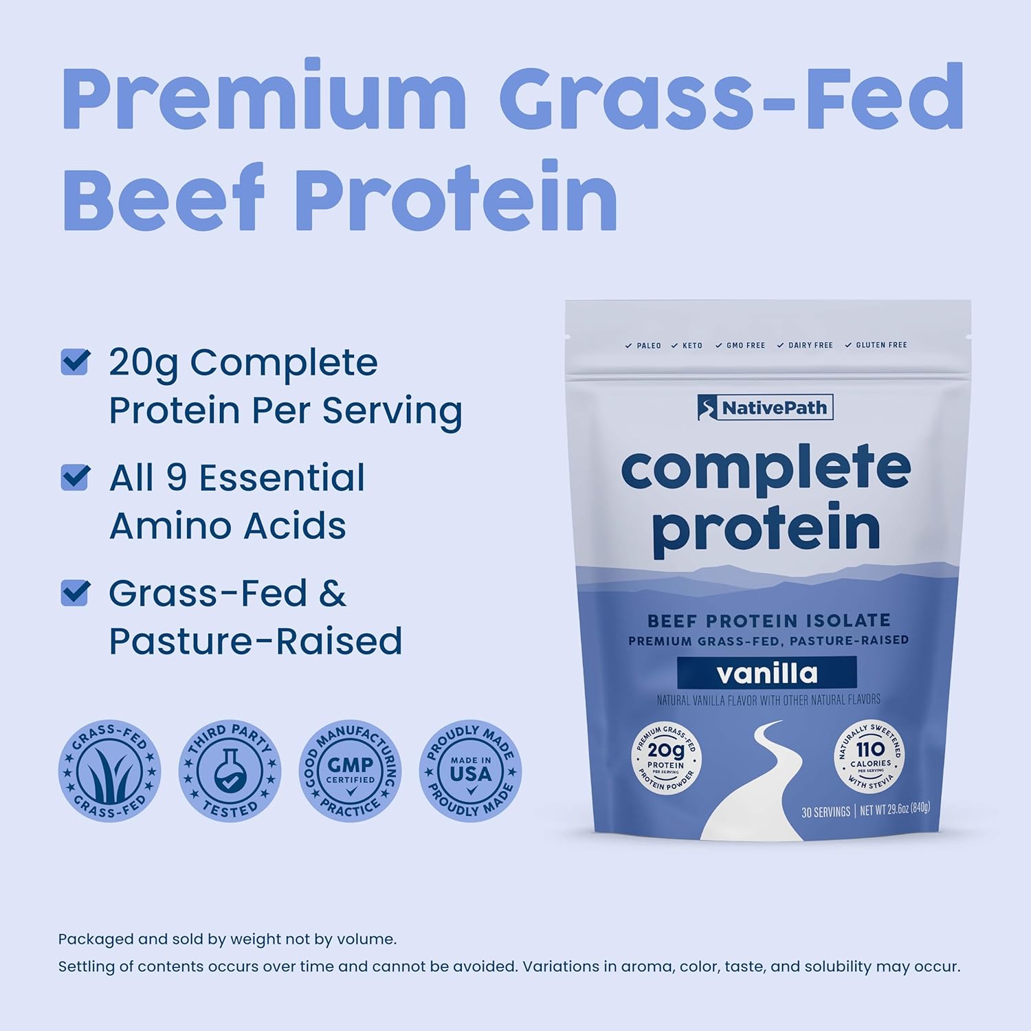 Vanilla NativePath Complete Protein Powder - 30 Servings