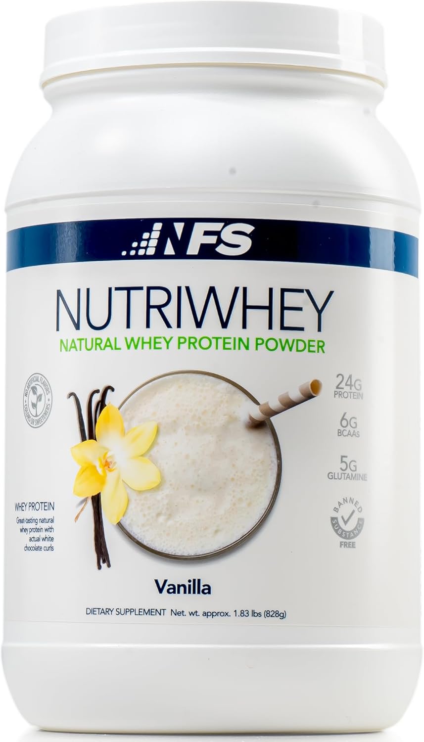 Vanilla NF Sports Nutri Whey Protein Powder: Post Workout Supplement with Amino Energy, BCAA, Immunity Support, 852g, 23 Servings.