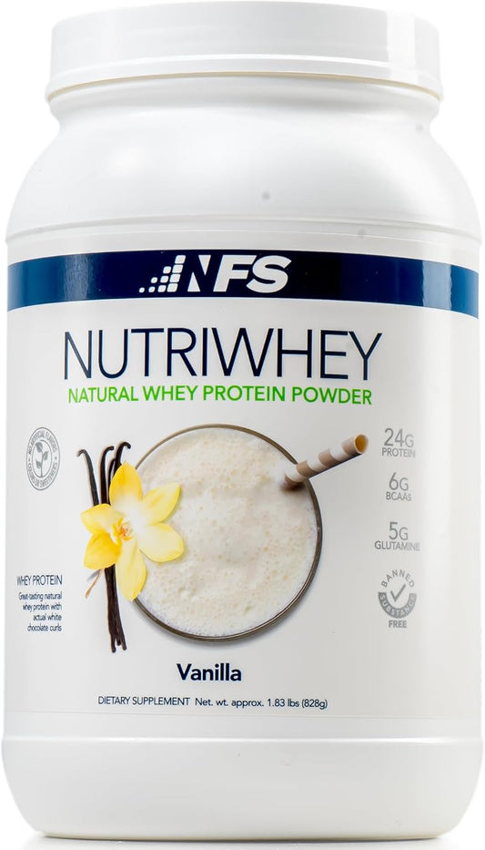 Vanilla NF Sports Nutri Whey Protein Powder: Post Workout Supplement with Amino Energy, BCAA, Immunity Support, 852g, 23 Servings.