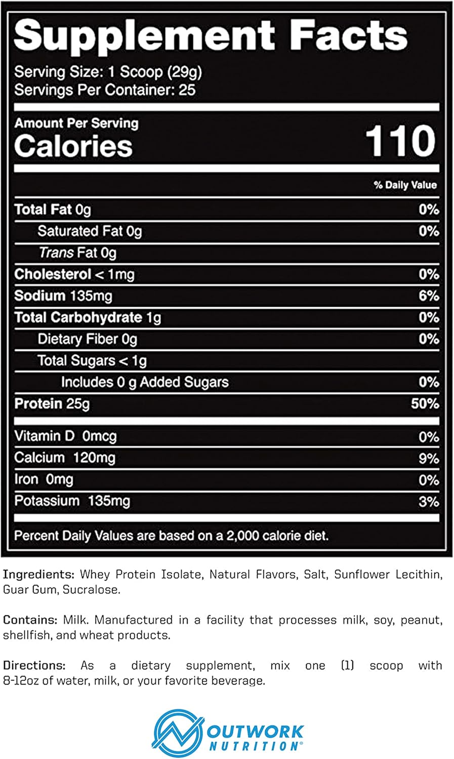 Vanilla Outwork Nutrition Build Whey Protein Isolate Powder - Gluten-Free, Low Lactose Formula for Muscle Growth & Recovery - 1.6lbs