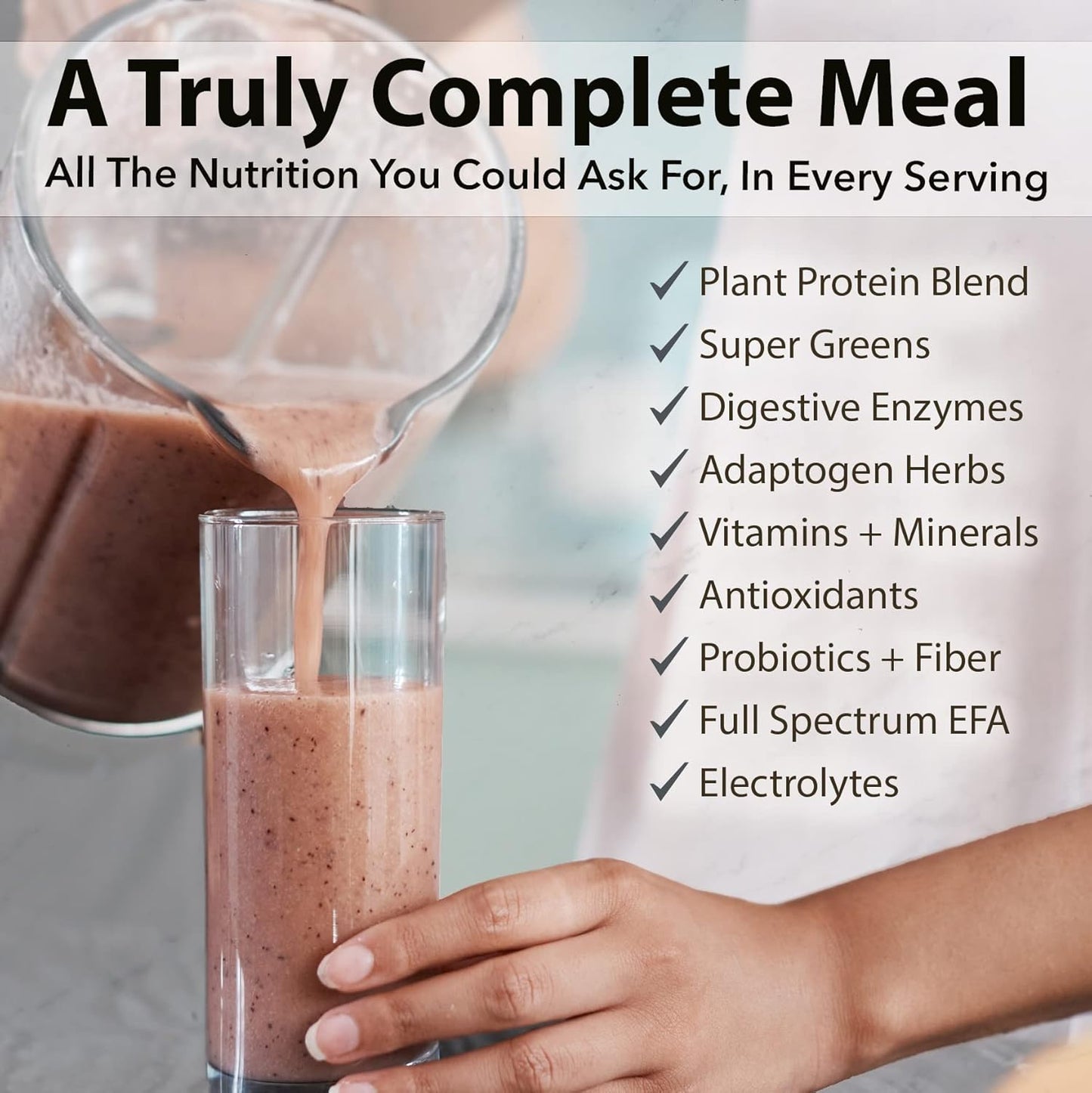Vanilla PlantFusion Complete Meal Replacement Shake - Plant Based Protein Powder with Superfoods, Greens, and Probiotics - Vegan, Gluten Free, Non-Dairy - 2 lb