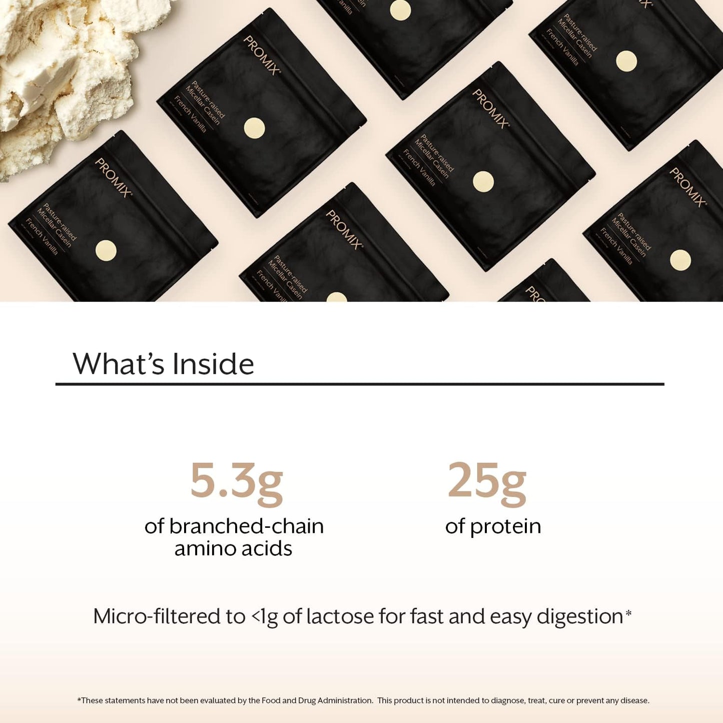 Vanilla ProMix Casein Protein Powder 2.5lb - Grass-Fed, All Natural, Slow Recovery - Post Workout Shake, Smoothie, Baking - Gluten-Free