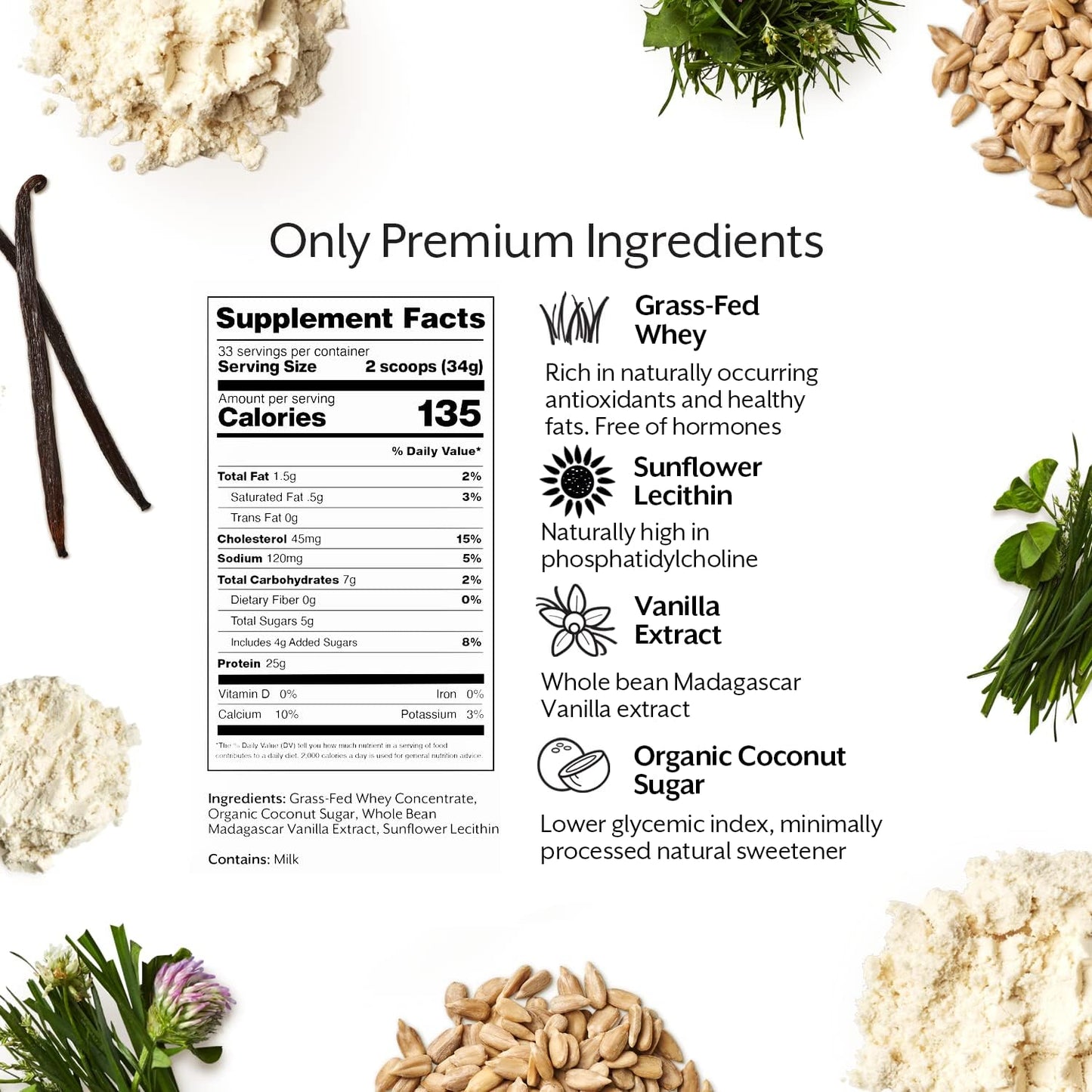 Vanilla ProMix Nutrition Grass-Fed Whey Protein Powder - 2.5lb Bulk - Perfect for Post-Workout Shakes, Smoothies, and Recipes - Gluten-Free & Keto-Friendly