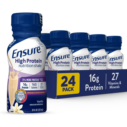Vanilla Ready-to-Drink Nutritional Shakes - Pack of 24, 16g Protein, Low Fat Meal Replacement