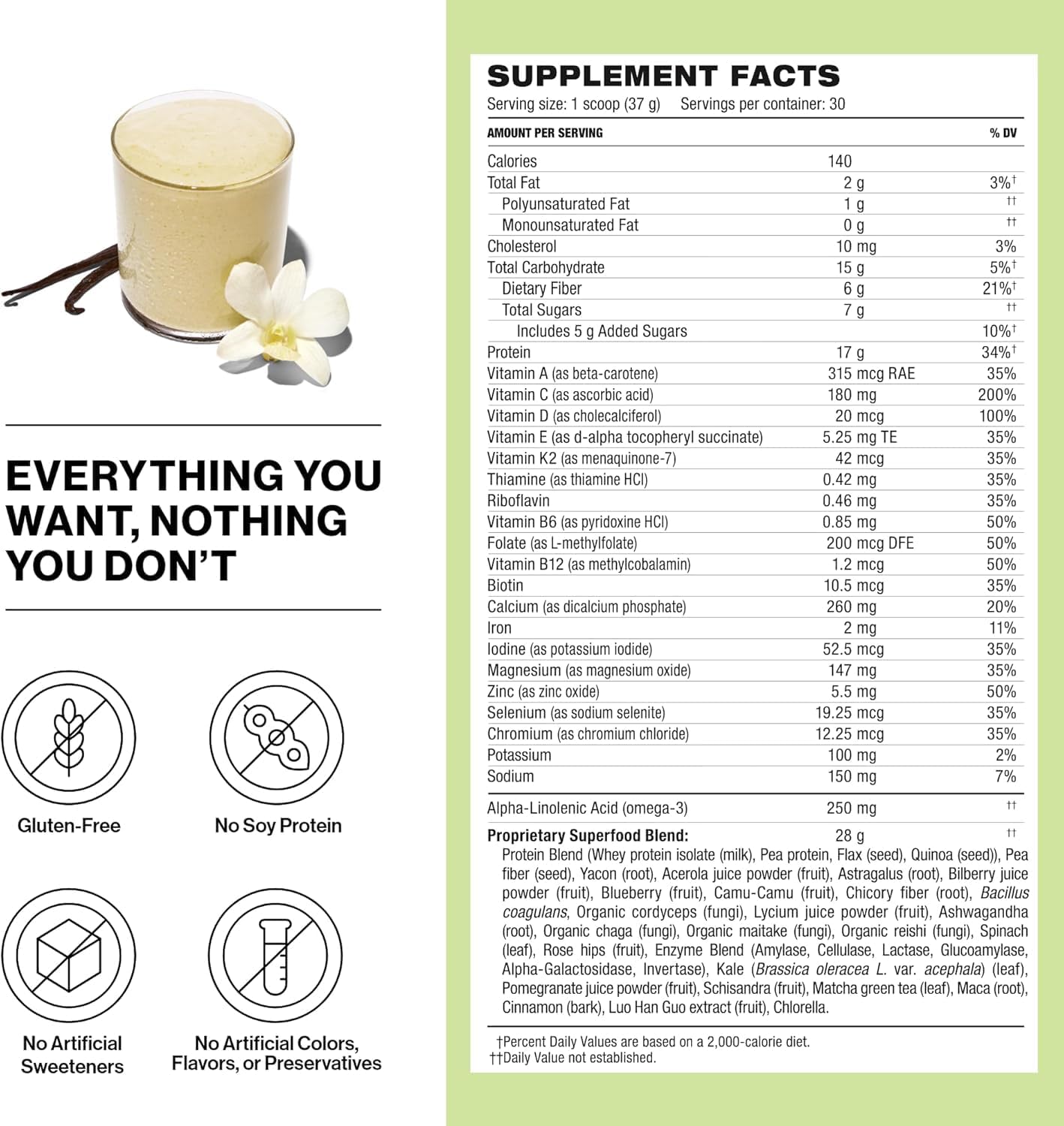 Vanilla Shakeology Whey Protein Powder Blend - Gluten Free Superfood Shake Supports Weight Loss & Lean Muscle - 30 Servings