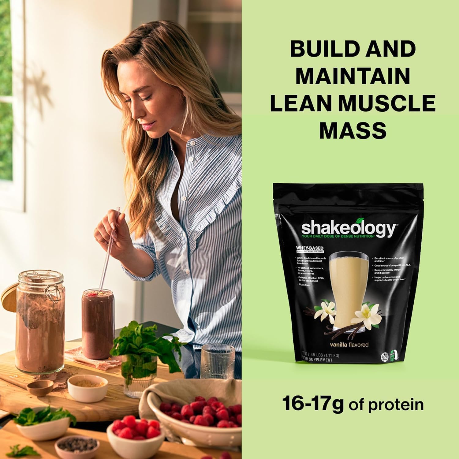 Vanilla Shakeology Whey Protein Powder Blend - Gluten Free Superfood Shake Supports Weight Loss & Lean Muscle - 30 Servings