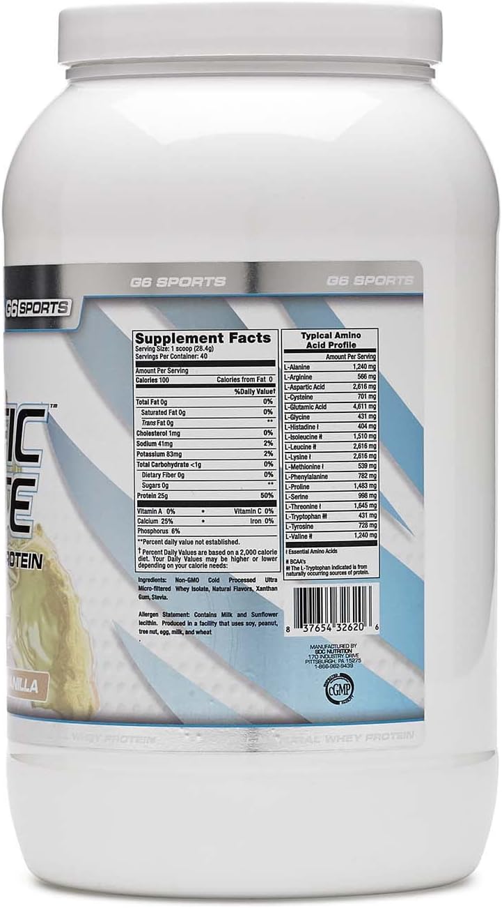 Vanilla STI G6 Sports Prolific Isolate Whey Protein Powder - 2.5 lb (40 servings)