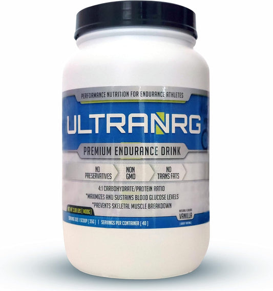 Vanilla ULTRANRG Endurance Drink Mix - 35g, 40 Servings - Liquid Nutrition for Athletes, Regulates Blood Glucose, Prevents Muscle Breakdown - No Preservatives, Non-GMO, No Trans Fats