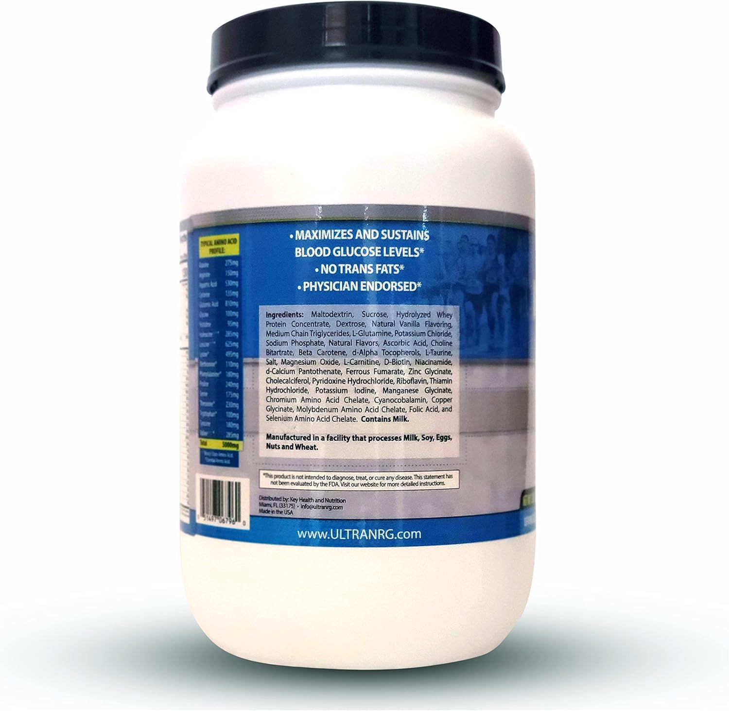 Vanilla ULTRANRG Endurance Drink Mix - 35g, 40 Servings - Liquid Nutrition for Athletes, Regulates Blood Glucose, Prevents Muscle Breakdown - No Preservatives, Non-GMO, No Trans Fats