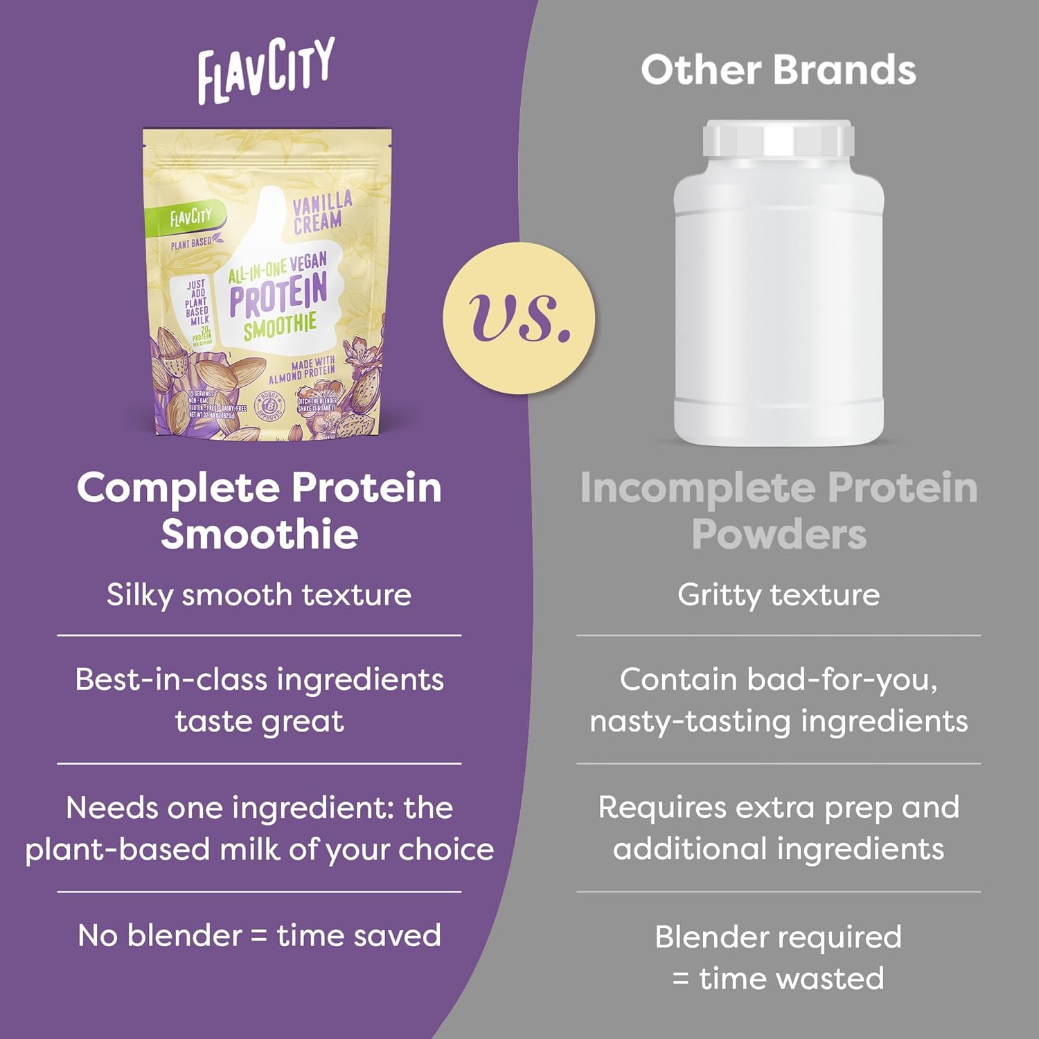Vanilla Vegan Protein Powder Smoothie with 20g Almond Protein - Gluten-Free & Dairy-Free Meal Replacement Shake for Women & Men