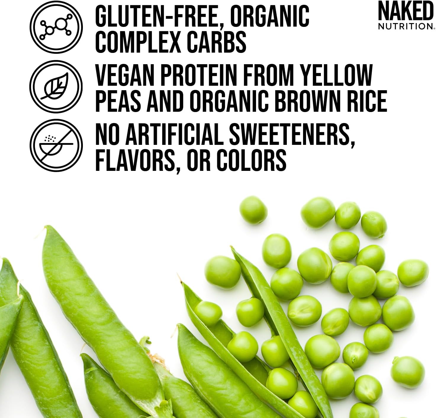 Vanilla Vegan Weight Gainer - Naked Nutrition Naked Mass - 8Lb Bulk - Non-GMO, Gluten-Free, Soy-Free & Dairy-Free - No Artificial Ingredients - 1,230 Calories - 11 Servings