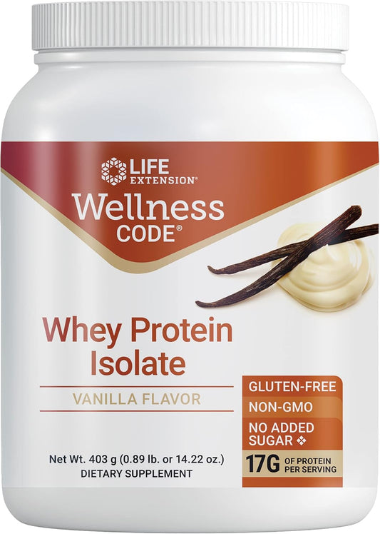 Vanilla Whey Protein Isolate for Muscle Growth & Immune Health - Non-GMO, Gluten Free, No Sugar Added - 403g (20 Servings)