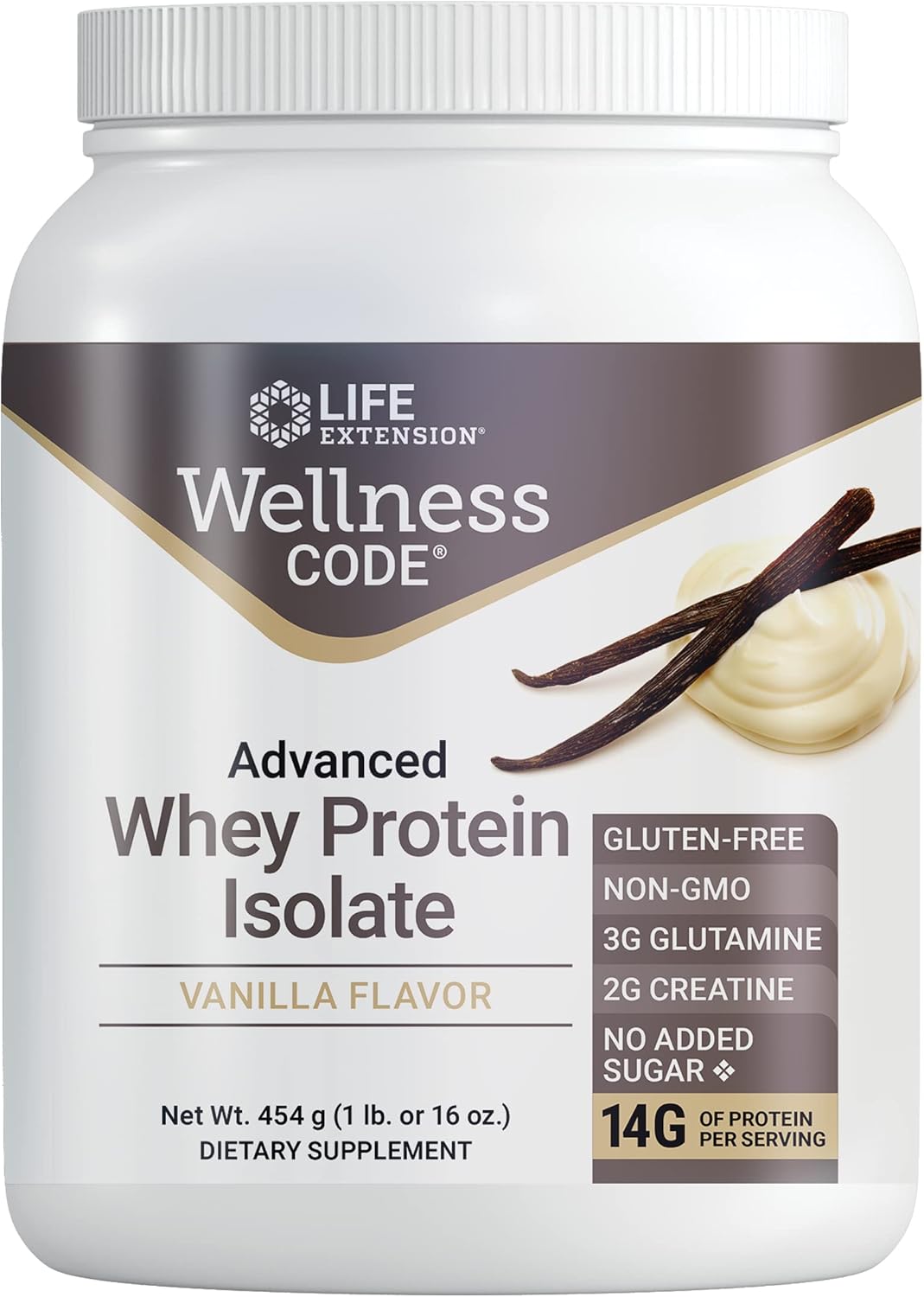Vanilla Whey Protein Isolate for Muscle Growth & Immune Health - Gluten-Free, Non-GMO, Sugar-Free Shake Mix - 454g
