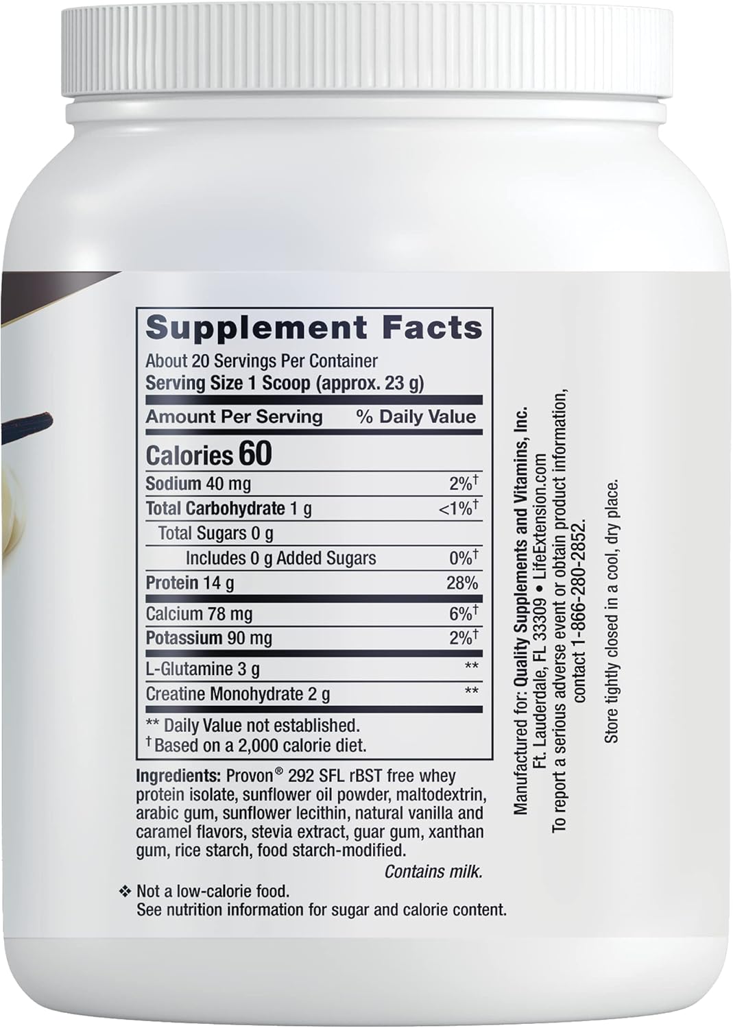 Vanilla Whey Protein Isolate for Muscle Growth & Immune Health - Gluten-Free, Non-GMO, Sugar-Free Shake Mix - 454g