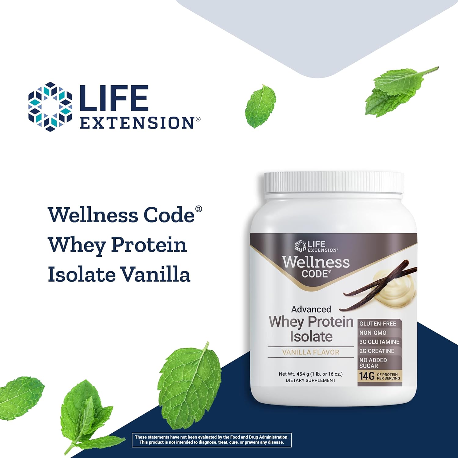Vanilla Whey Protein Isolate for Muscle Growth & Immune Health - Gluten-Free, Non-GMO, Sugar-Free Shake Mix - 454g