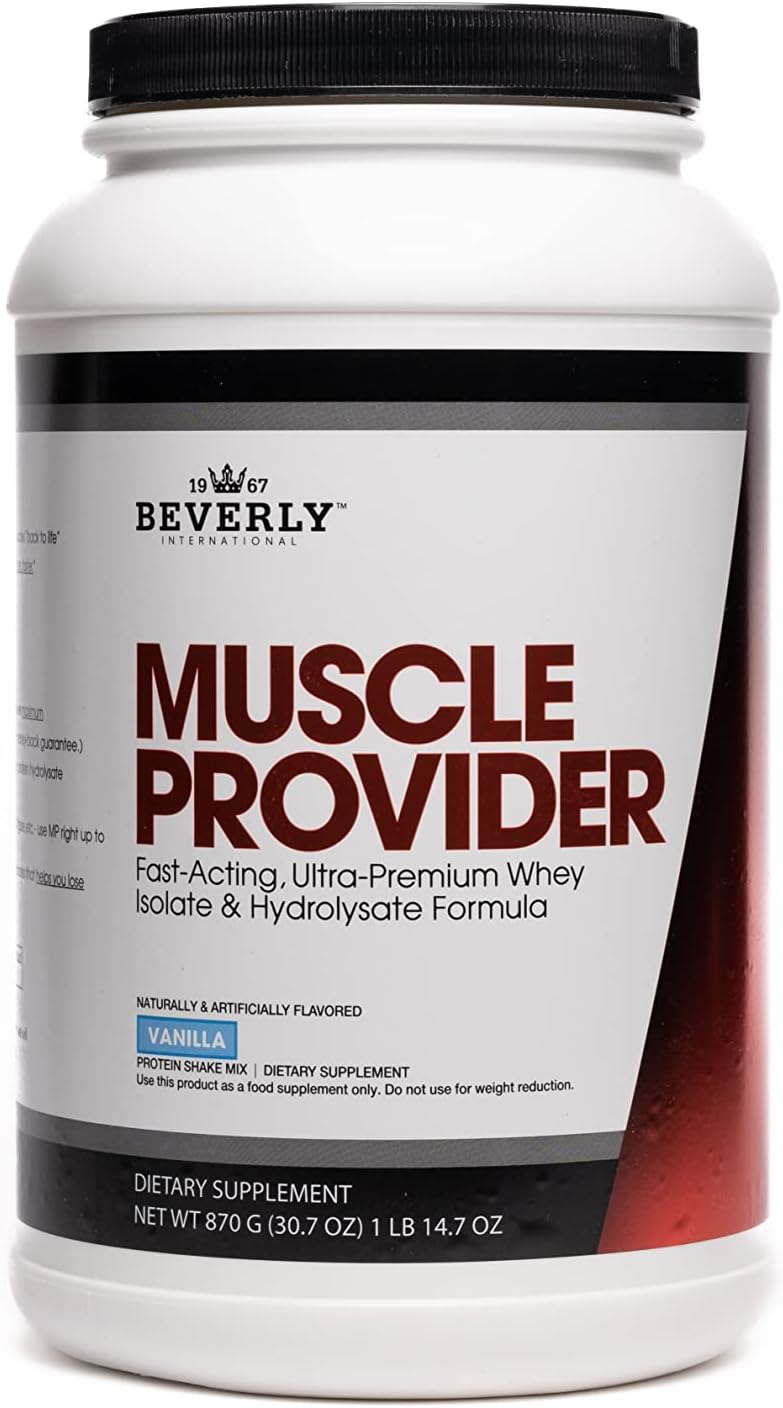 Vanilla Whey Protein Powder for Lean Muscle Recovery - Beverly International Muscle Provider (30 Servings) - Fast-Absorbing with Ice Cream Flavor