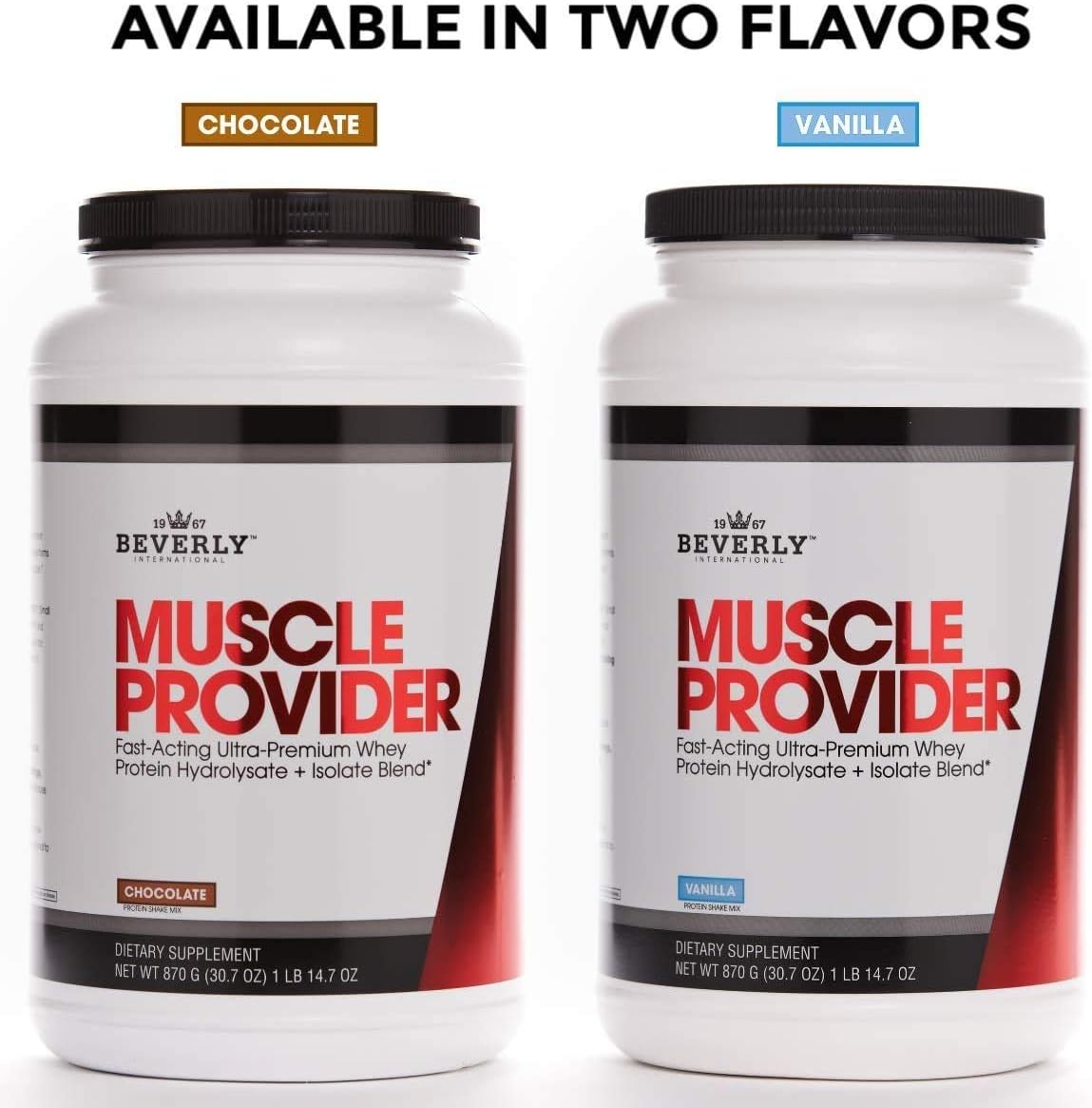 Vanilla Whey Protein Powder for Lean Muscle Recovery - Beverly International Muscle Provider (30 Servings) - Fast-Absorbing with Ice Cream Flavor