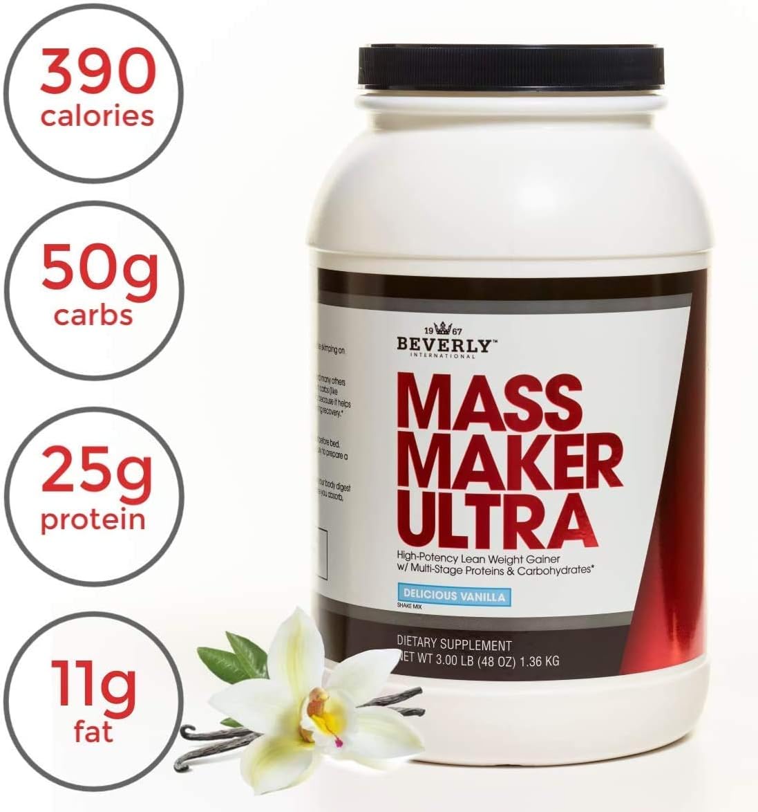 Vanilla Whey Protein Powder for Lean Muscle Recovery - Beverly International Muscle Provider (30 Servings) - Fast-Absorbing with Ice Cream Flavor