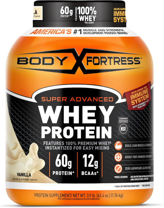 Vanilla Whey Protein Powder with Immune Support and Vitamins C, D, and Zinc - 3.9 lbs