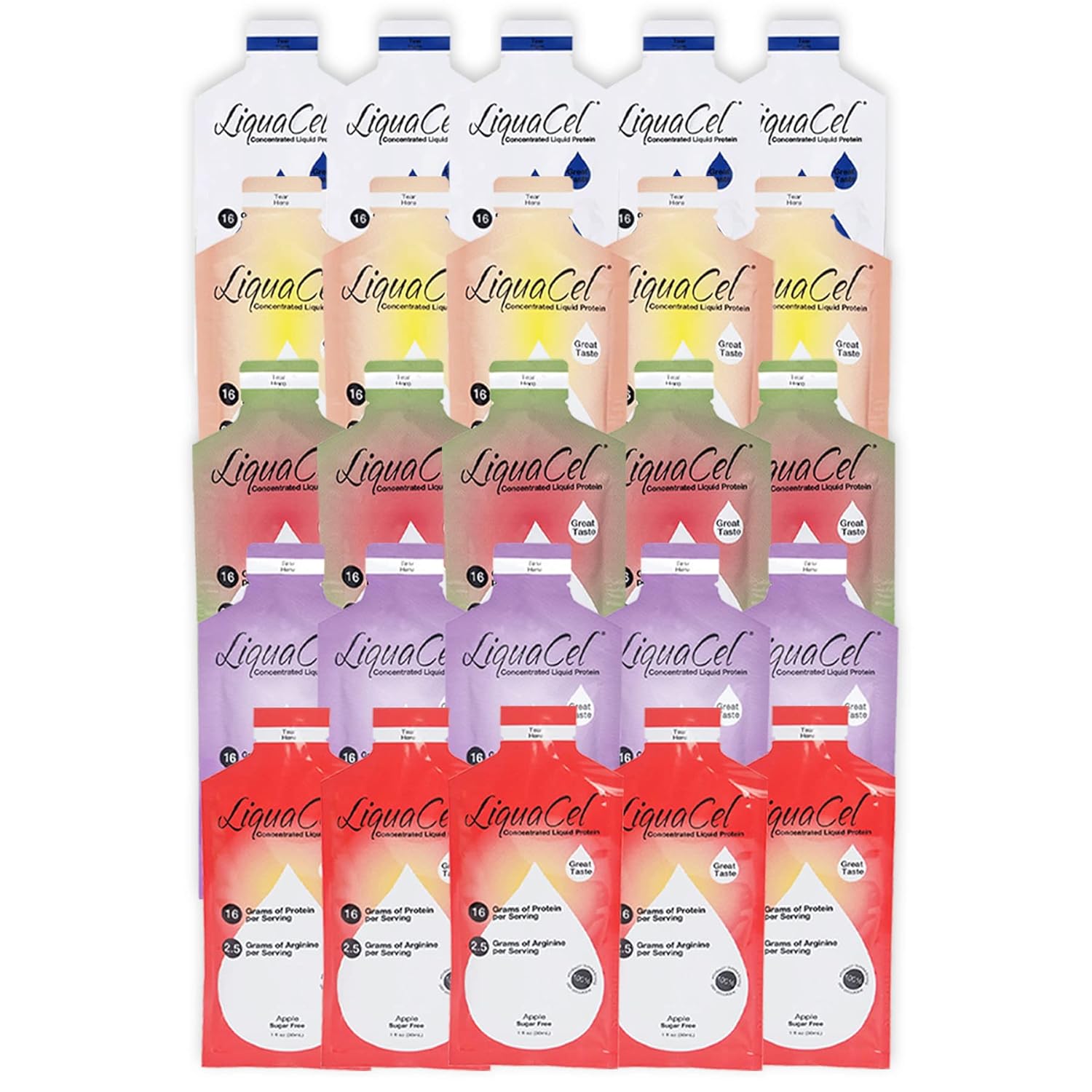 Variety Pack of 25 LiquaCel Concentrated Liquid Protein Packets (30ML Each)