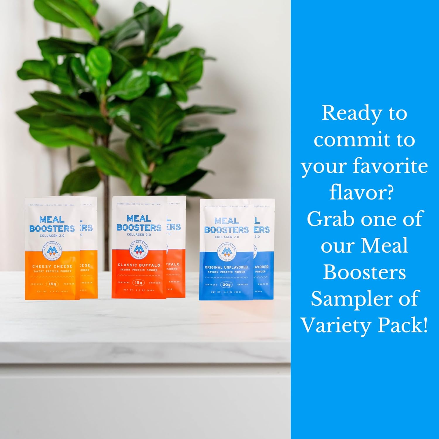 Variety Pack Sampler Meal Boosters: Savory Protein Supplements - Cheese, Buffalo, Unflavored, Grass-Fed Collagen - Muscle Growth, Hair Skin Repair, Gut Health