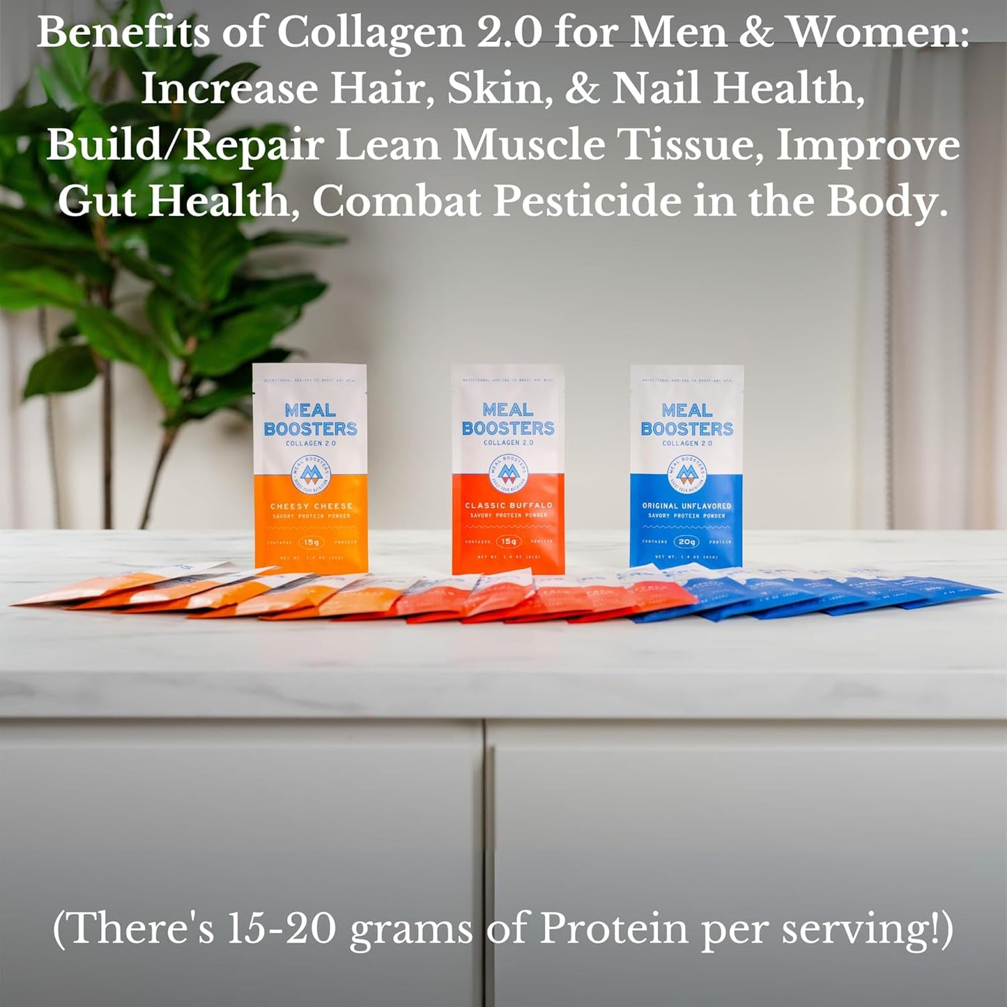 Variety Pack Sampler Meal Boosters: Savory Protein Supplements - Cheese, Buffalo, Unflavored, Grass-Fed Collagen - Muscle Growth, Hair Skin Repair, Gut Health