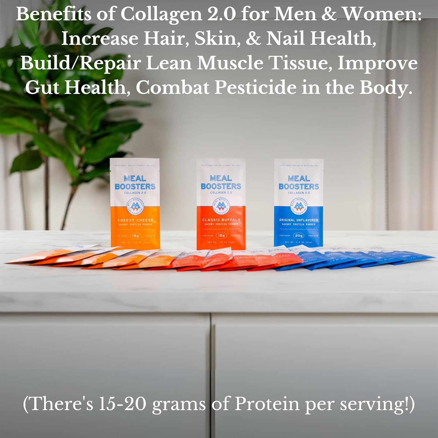Variety Pack Sampler Meal Boosters: Savory Protein Supplements - Cheese, Buffalo, Unflavored, Grass-Fed Collagen - Muscle Growth, Hair Skin Repair, Gut Health
