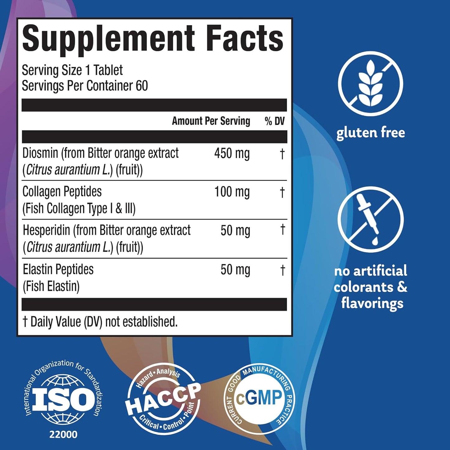 Vascular Support Supplement - Elements Supreme Veins, 60 Tablets, Gluten Free, Promotes Healthy Circulation and Elasticity in Leg Veins for 30 Days