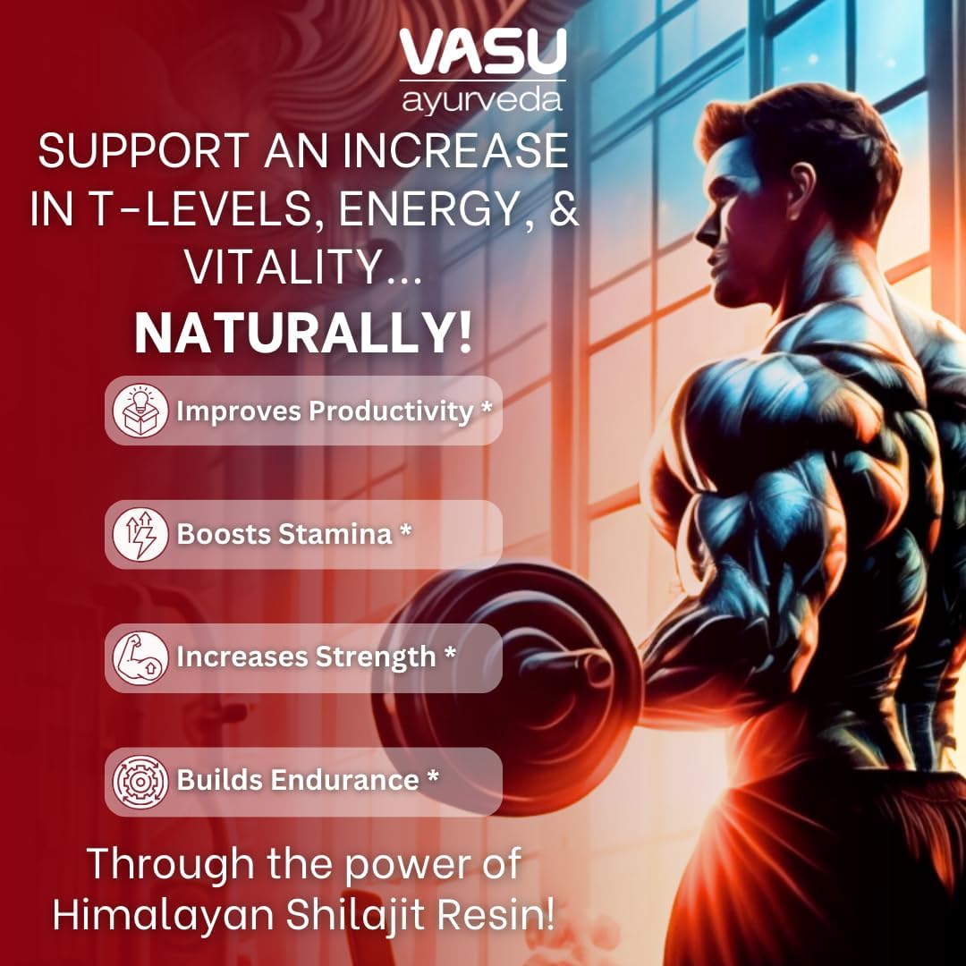 Vasu Ayurveda Himalayan Shilajit Resin: Highest Potency, 100% Natural, Lab Tested - Pure Fulvic Acid & 85+ Trace Minerals - Black Gold - 100 Day Supply - Energy Booster - Pack of 2