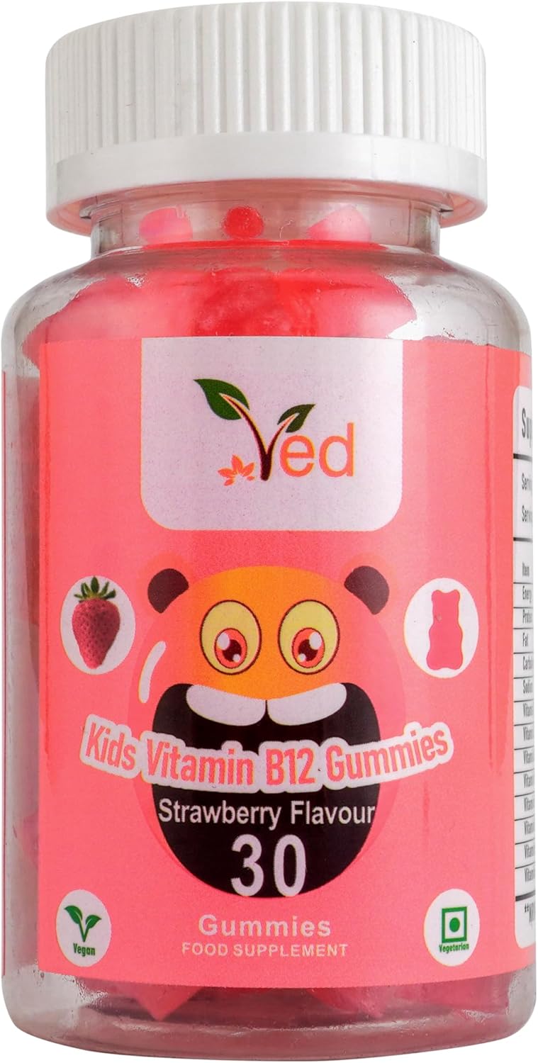 VED Kids Vitamin B12 Gummies - Vegan Energy & Immune Support for Kids - 30 Chewable Gummies (15 Days Supply)