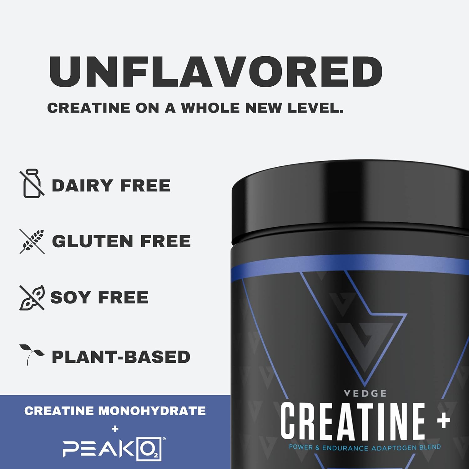 Vedge Nutrition Creatine +: Vegan Plant-Based Powder for Energy and Performance, 30 Servings.