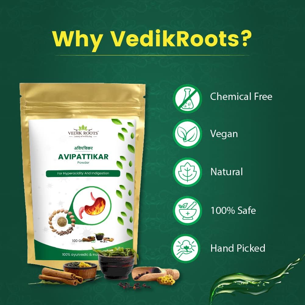 VEDIKROOTS Avipattikar Churna Powder - 3.52 oz (1 Pack) - Natural Ayurvedic Digestive Support