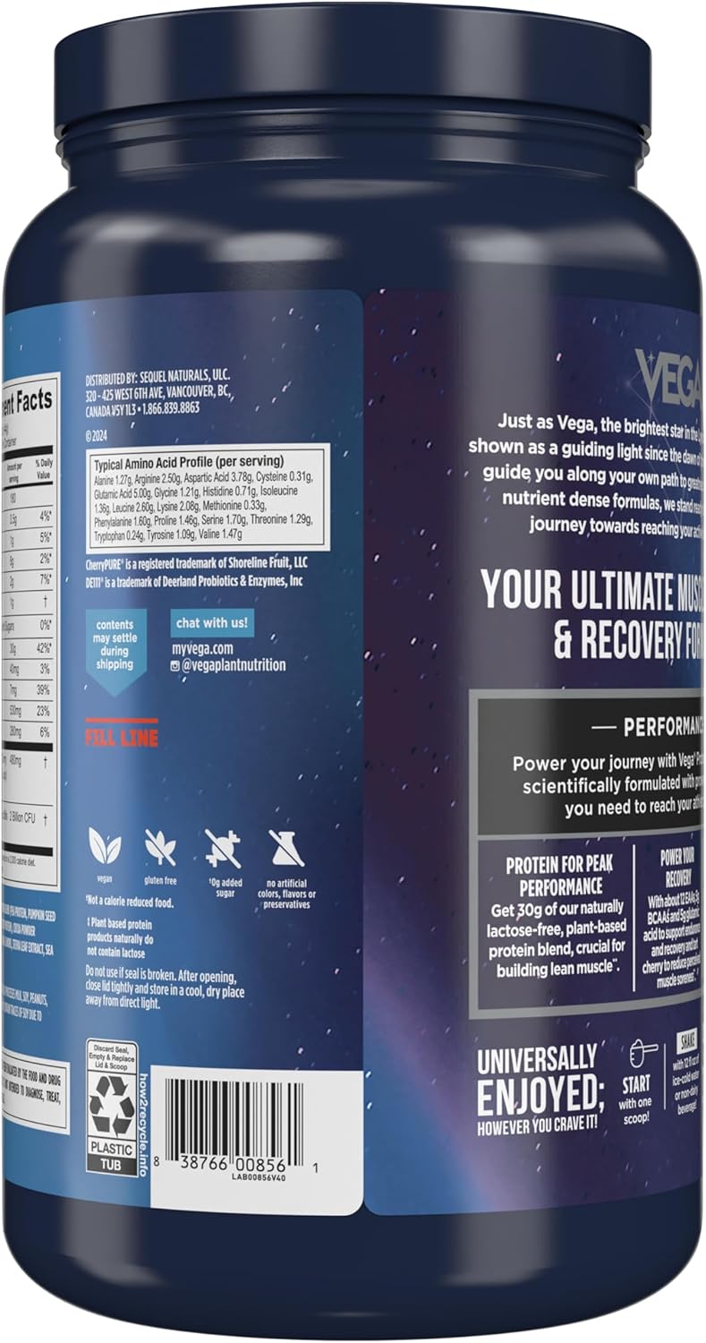 Vega Premium Sport Chocolate Protein Powder - Vegan, Non GMO, Gluten Free Plant Based Drink Mix - NSF Certified for Sport - 29.5 oz