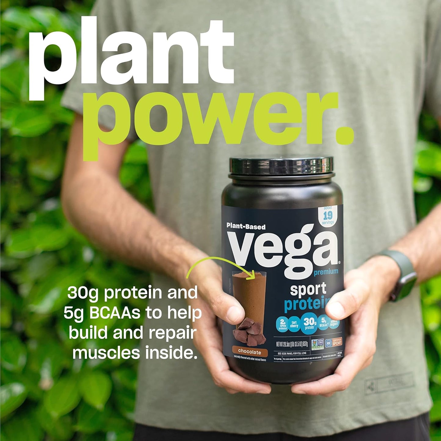 Vega Premium Sport Vanilla Protein Powder - Vegan, Non GMO, Gluten Free, NSF Certified Drink Mix - 29.2 oz