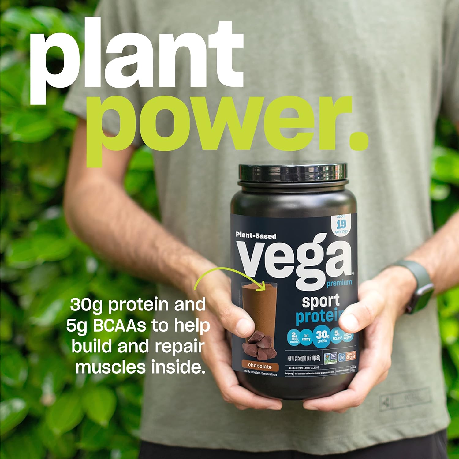 Vega Premium Sport Vanilla Protein Powder - Vegan, Non GMO, Gluten Free, NSF Certified Drink Mix - 29.2 oz
