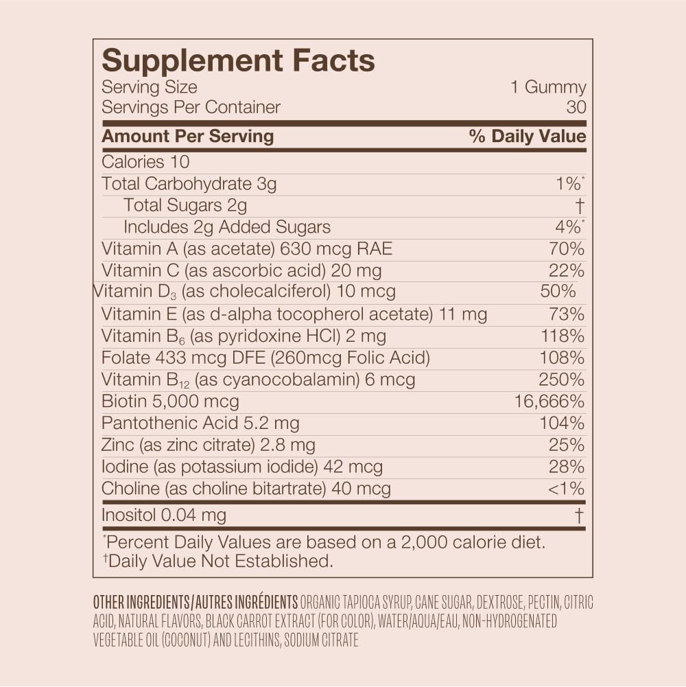 VEGAMOUR GRO Biotin Gummies: Strawberry Flavor, 5000 mcg Biotin, Hair Health Support, Vegan, 30 Ct