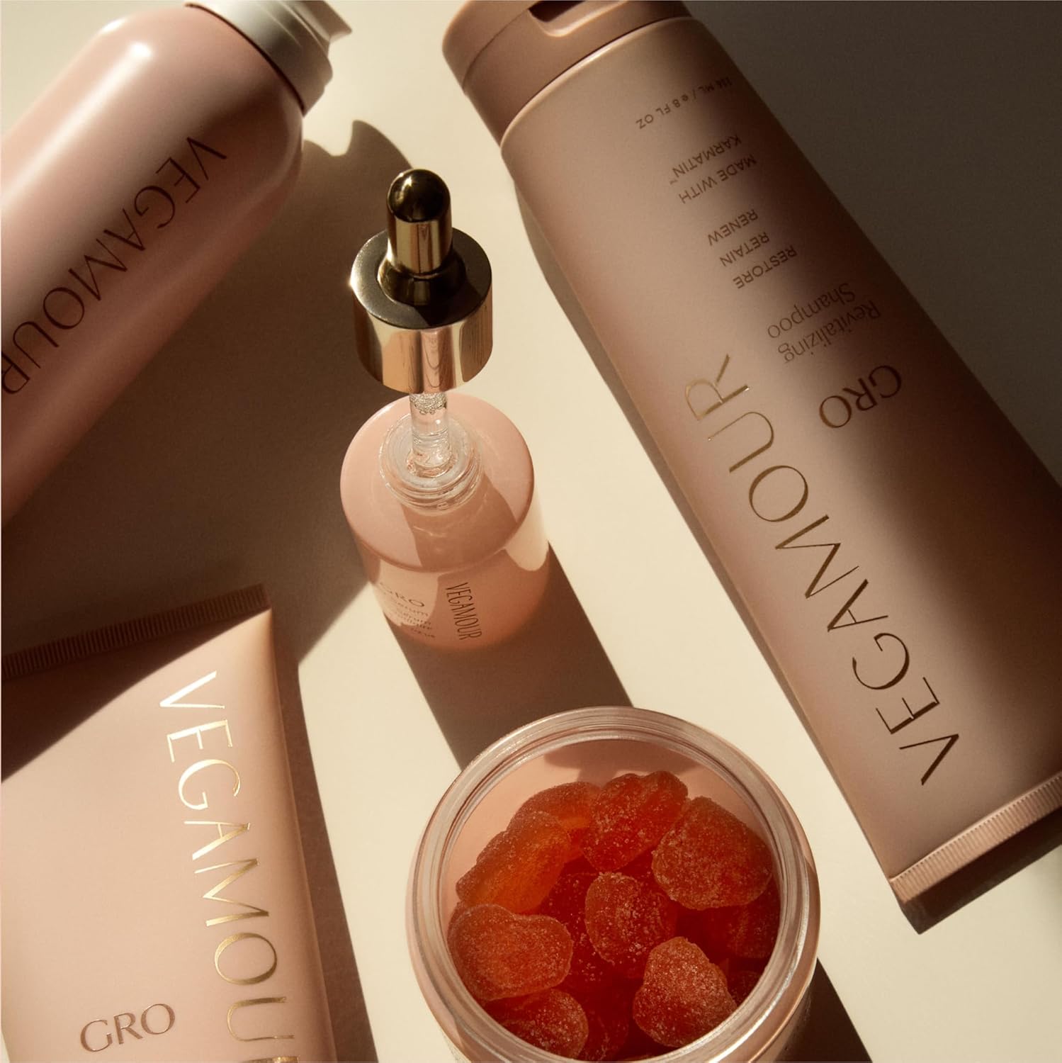 VEGAMOUR GRO Biotin Gummies: Strawberry Flavor, 5000 mcg Biotin, Hair Health Support, Vegan, 30 Ct