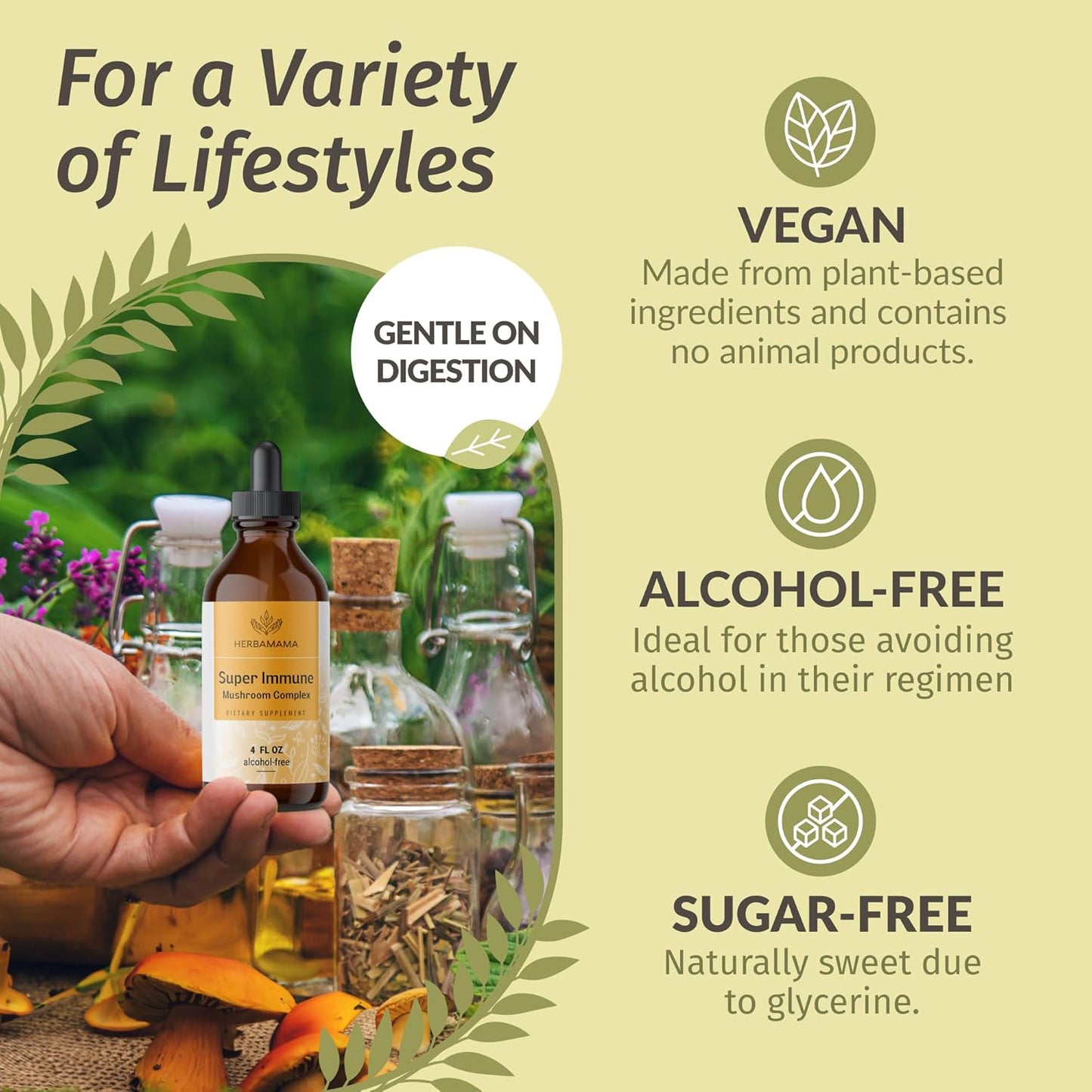 Vegan 8-Mushroom Super Immune Tincture - Non-GMO Liquid Drops for Immune Support, Alcohol & Sugar-Free - 56-Day Supply