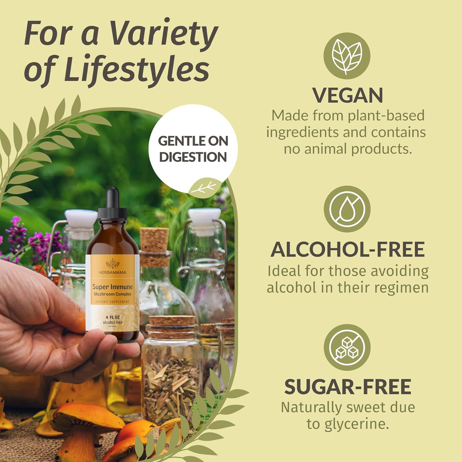 Vegan 8-Mushroom Super Immune Tincture - Non-GMO Liquid Drops for Immune Support, Alcohol & Sugar-Free - 56-Day Supply