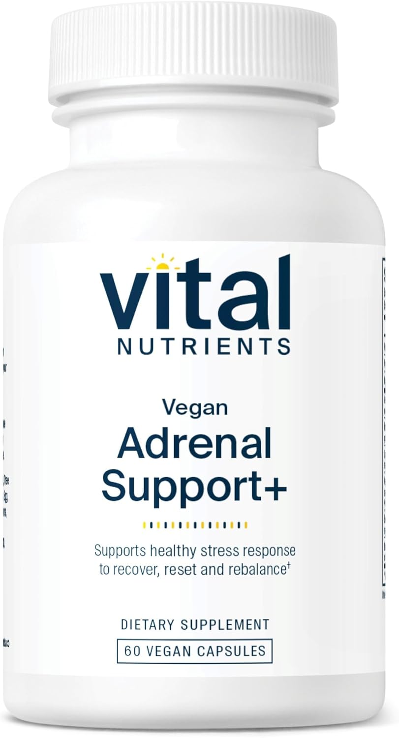 Vegan Adrenal Support + Supplement | Promotes Healthy Stress Response* | Gluten, Dairy, Soy Free | 60 Capsules