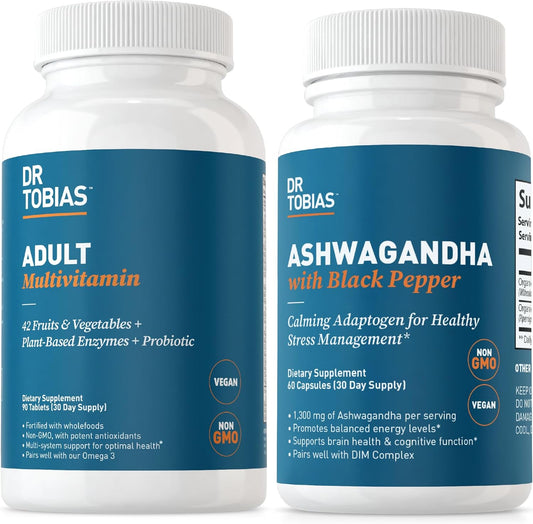Vegan Adult Multivitamins with Ashwagandha Capsules for Balanced Energy & Wellness