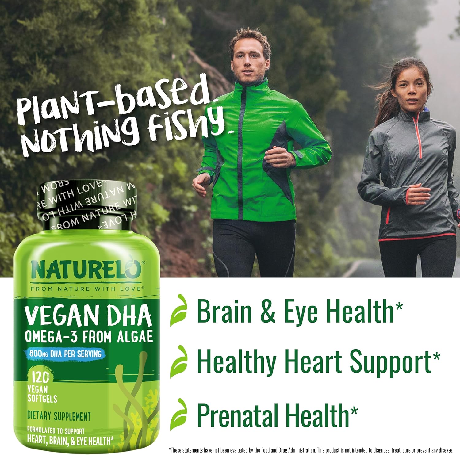 Vegan Algae DHA Omega-3 Supplement for Brain, Heart, Joint, Eye Health - Essential Fatty Acids for Women, Men, Kids - Prenatal Vitamin Complement - 120 Softgels
