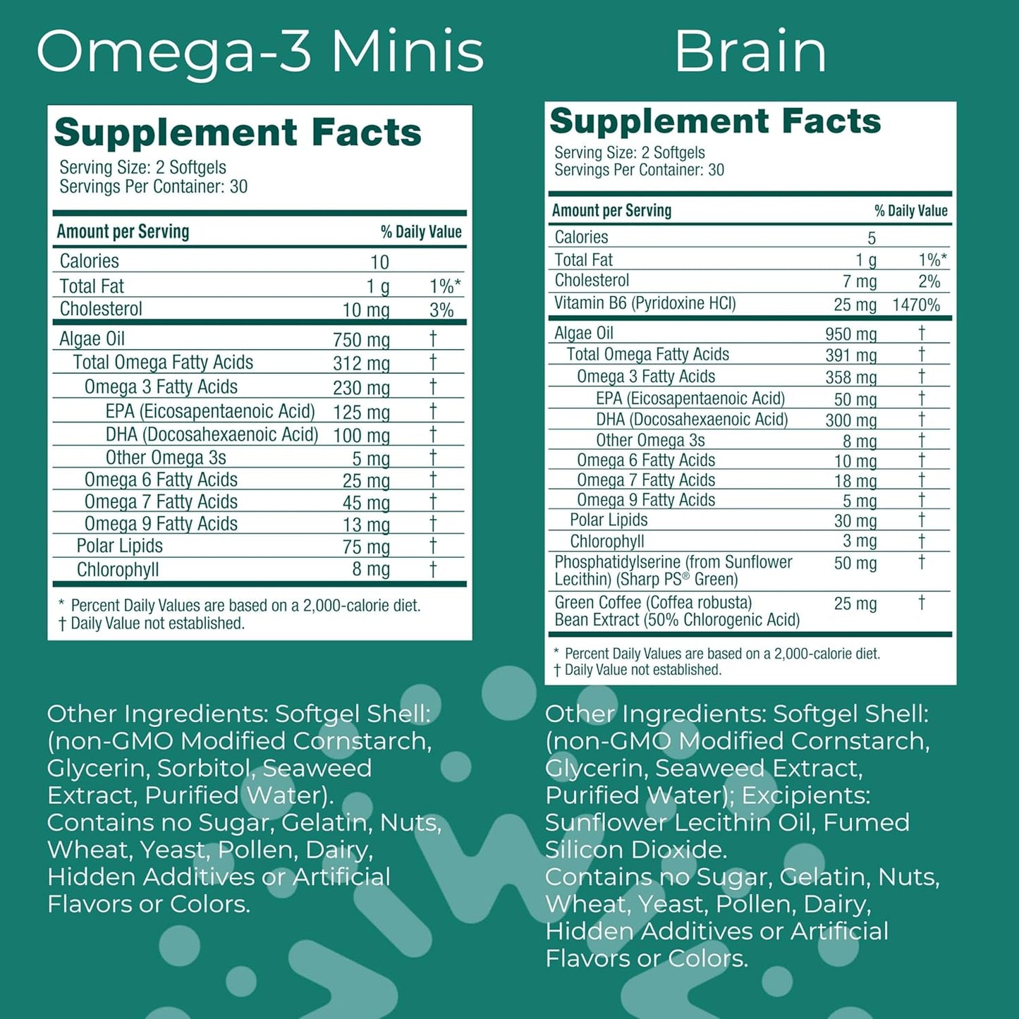 Vegan Algae Omega-3 Bundle with EPA + DHA, 30 Servings - No Fishy Aftertaste, Plant-Based Alternative to Krill & Fish Oil